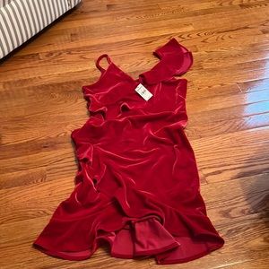 Express red velvet dress